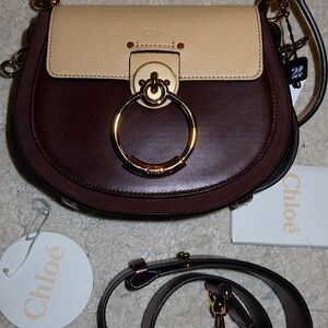 Tri-Color Chloe Tess Small in Grained Goat Leather and Suede